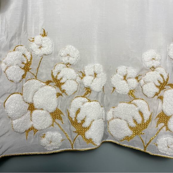 Yuliya Magdych Embroidered White Gold Mini Dress Cotton Silk Women’s Size M - Picture 5 of 10